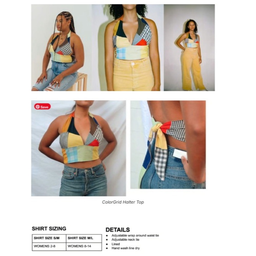 Oddli Patchwork Tie Halter Tank Top - image 5